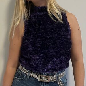 vintage purple fuzzy tank top